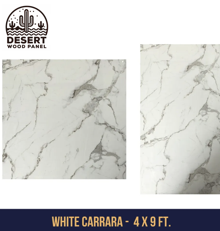 PVC Marble Sheet Panels - White Carrara (9ft)