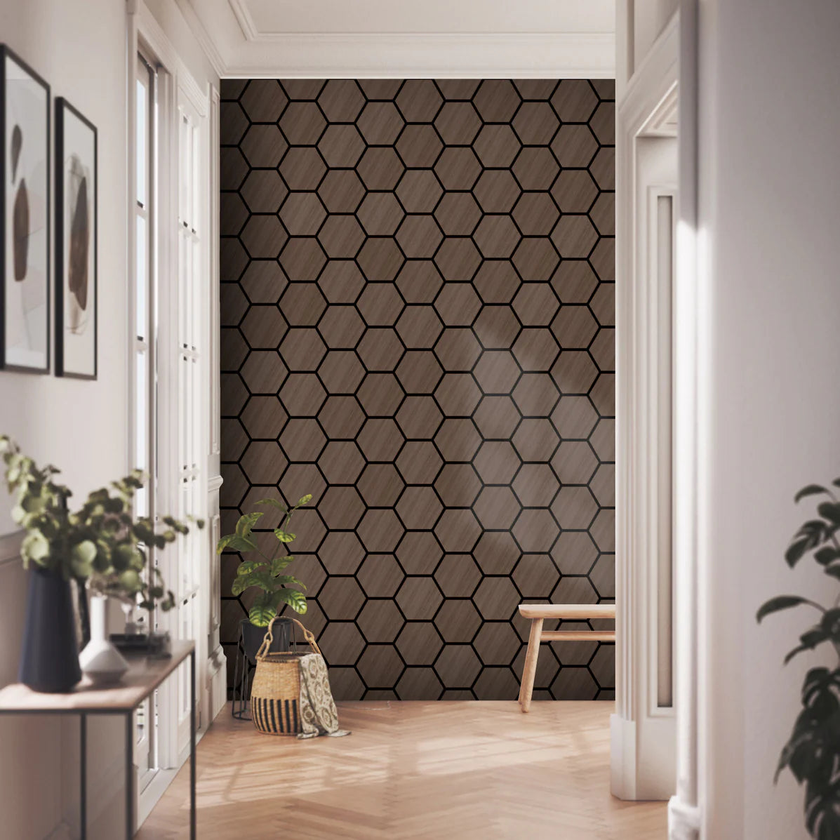 Smoke Oak Acoustic Hexagonal Panel